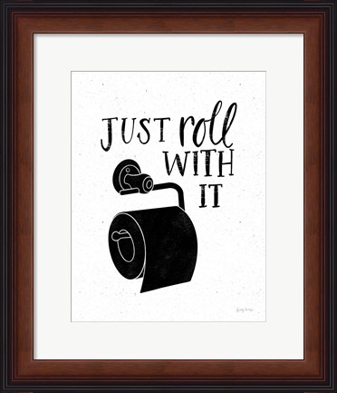 Framed Bathroom Puns V Black Print