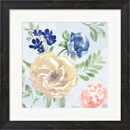 Framed Coastline Botanical II Blue Print