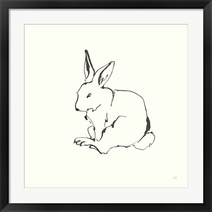 Framed Line Bunny I Print