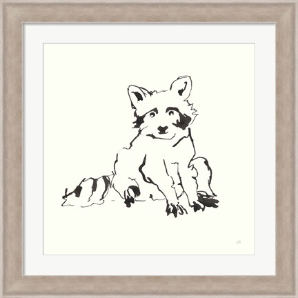 Framed Line Raccoon Print