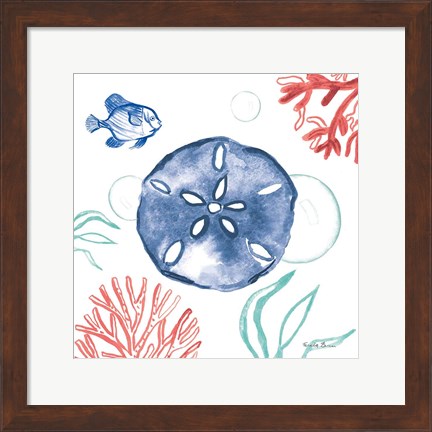 Framed Coastal Jewels IV Coral Cove Print