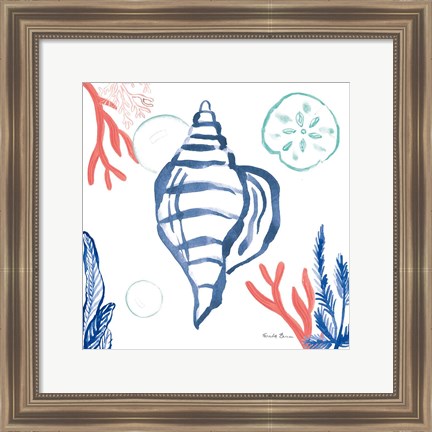 Framed Coastal Jewels II Coral Cove Print