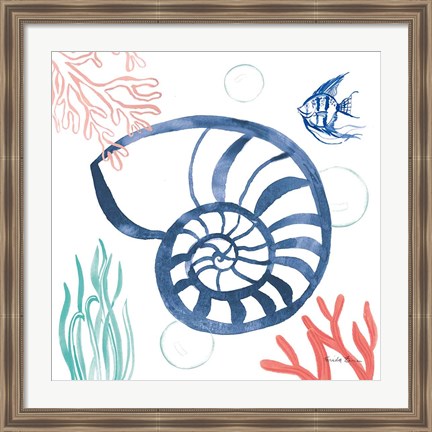 Framed Coastal Jewels I Coral Cove Print