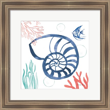 Framed Coastal Jewels I Coral Cove Print