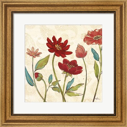 Framed Red Gold Beauties I Crop Print