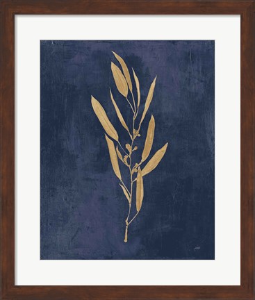 Framed Botanical Study I Gold Navy Print