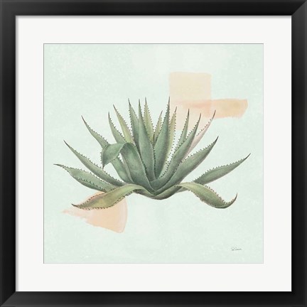 Framed Desert Color Succulent I Mint Print