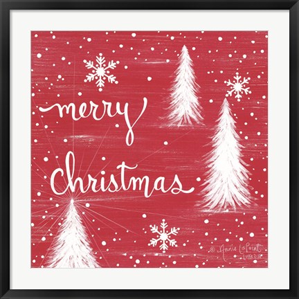 Framed Merry Christmas Trees Print