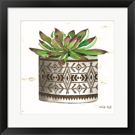 Framed Mud Cloth Vase VI Print