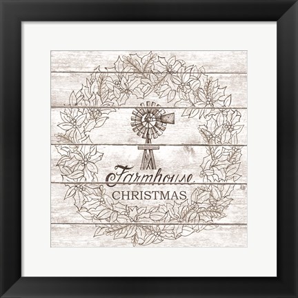 Framed Farmhouse Christmas Wreath Print