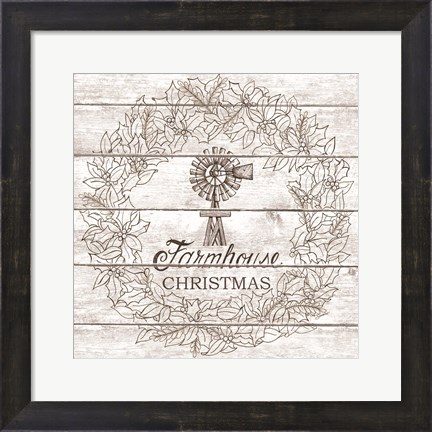 Framed Farmhouse Christmas Wreath Print