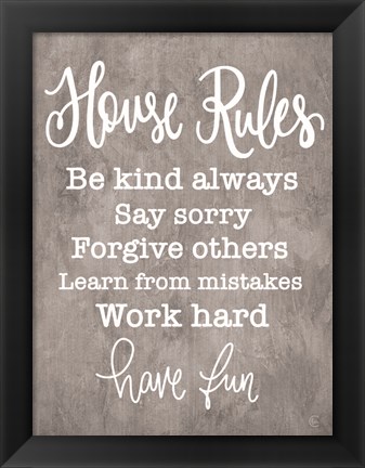 Framed House Rules Print