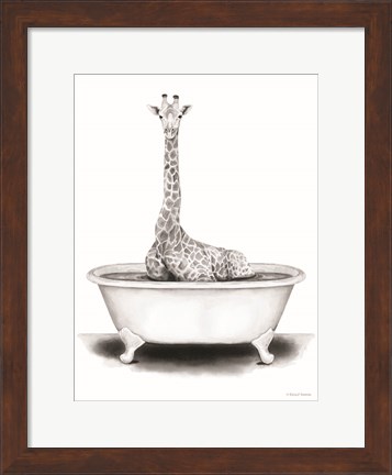 Framed Giraffe in Tub Print