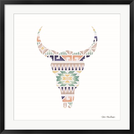 Framed Aztec Cow Head Print