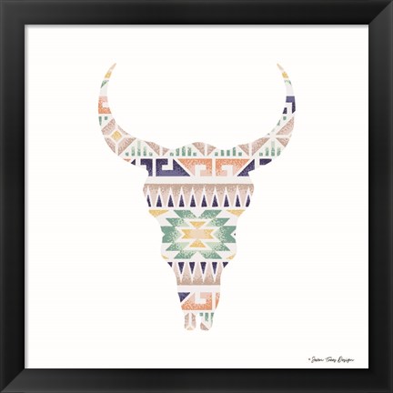 Framed Aztec Cow Head Print