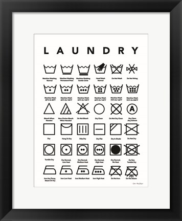 Framed Laundry Symbols Print