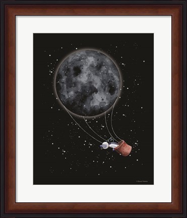 Framed Moon Hot Air Balloon Print