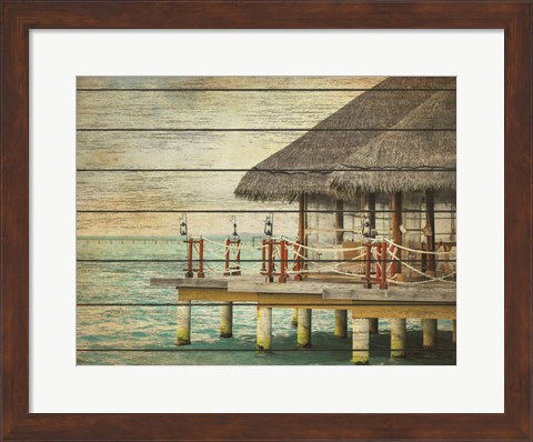 Framed Vintage Beach Hut Print