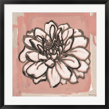 Framed Pink and Gray Floral 2 Print