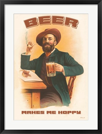 Framed Beer Makes Me Hoppy Print