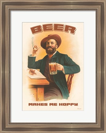 Framed Beer Makes Me Hoppy Print