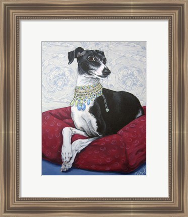 Framed Italian Greyhound on Red Print