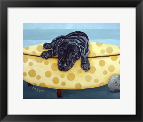 Framed Lab on Yellow Print