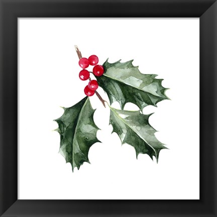 Framed Christmas Holly I Print