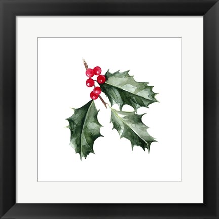 Framed Christmas Holly I Print