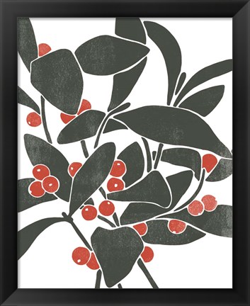 Framed Colorblock Berry Branch I Print