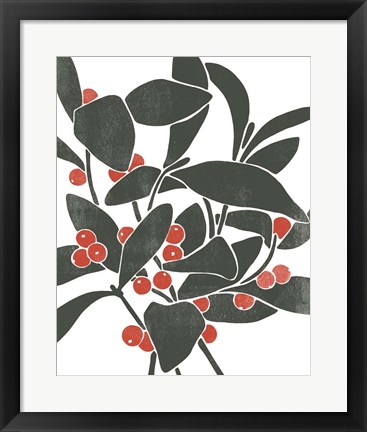 Framed Colorblock Berry Branch I Print