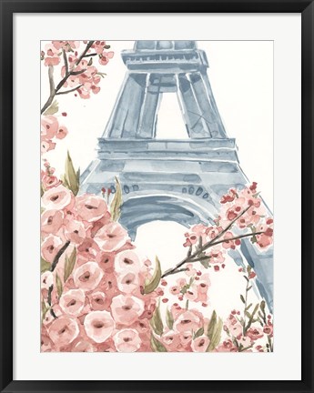 Framed Paris Cherry Blossoms I Print