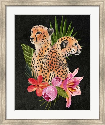 Framed Cheetah Bouquet I Print