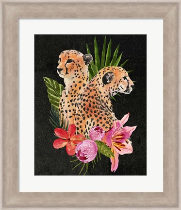 Framed Cheetah Bouquet I Print