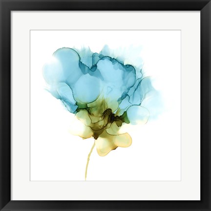 Framed Blooming Cyan II Print