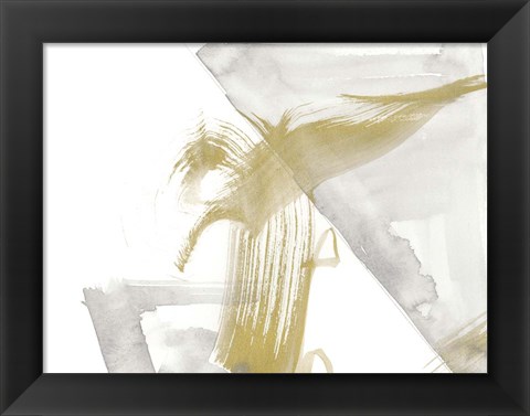 Framed Gold &amp; Grey Exploration I Print