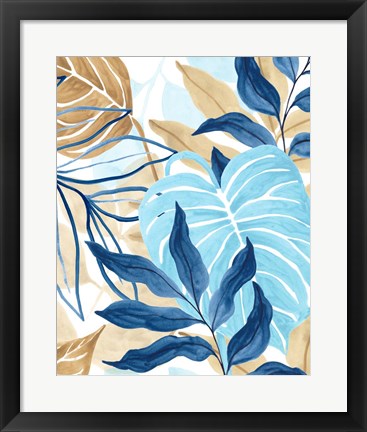 Framed Blue Jungle I Print