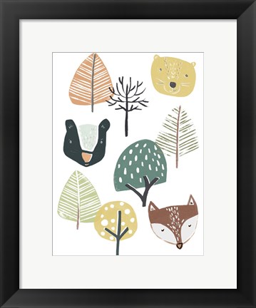 Framed Woodland Faces I Print