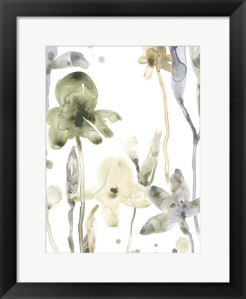 Framed Stone Moss Stems VI Print