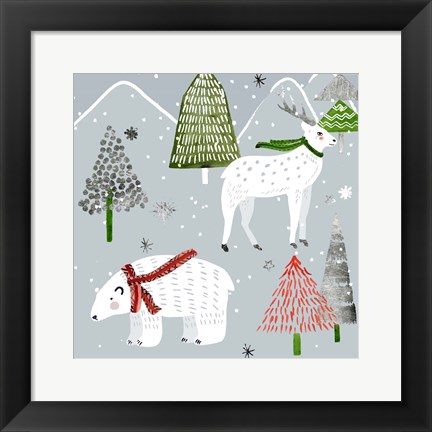 Framed Stars &amp; Snowflakes I Print