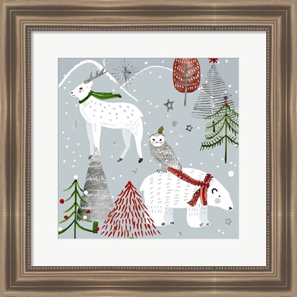 Framed Stars &amp; Snowflakes III Print