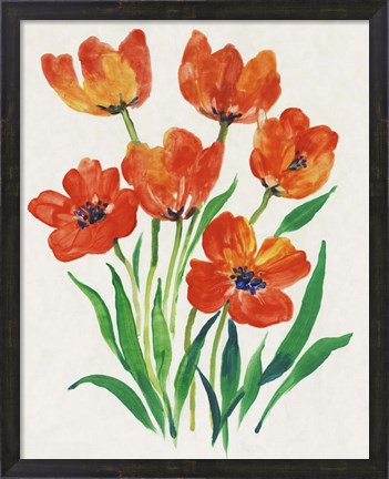 Framed Red Tulips in Bloom II Print