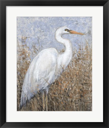 Framed White Heron I Print