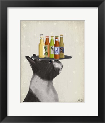 Framed Boston Terrier Beer Lover Print