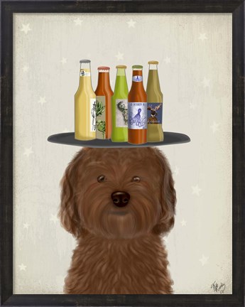 Framed Labradoodle Brown Beer Lover Print