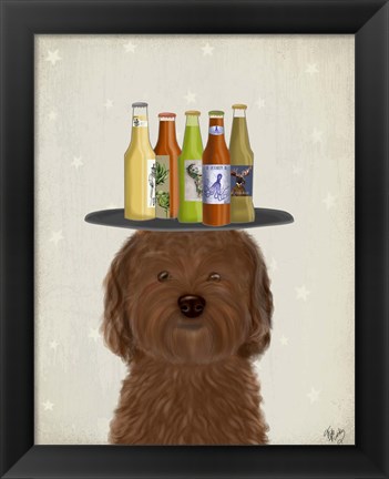 Framed Labradoodle Brown Beer Lover Print