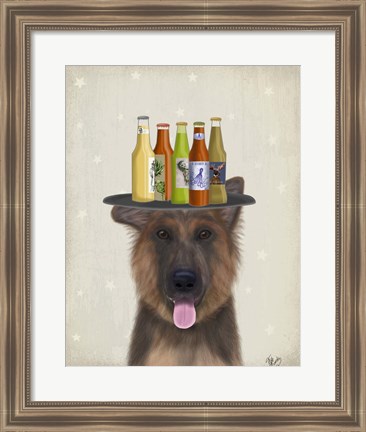 Framed German Shepherd Beer Lover Print