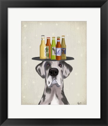 Framed Great Dane Harlequin Beer Lover Print