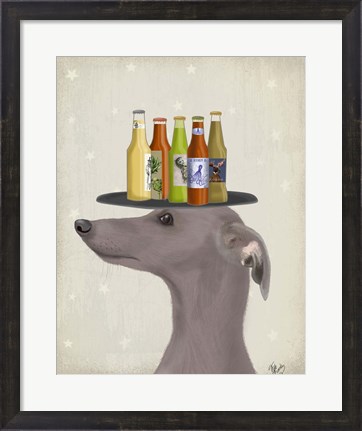 Framed Greyhound Grey Beer Lover Print