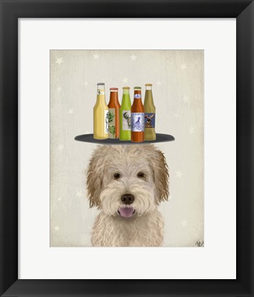 Framed Labradoodle Gold 1 Beer Lover Print